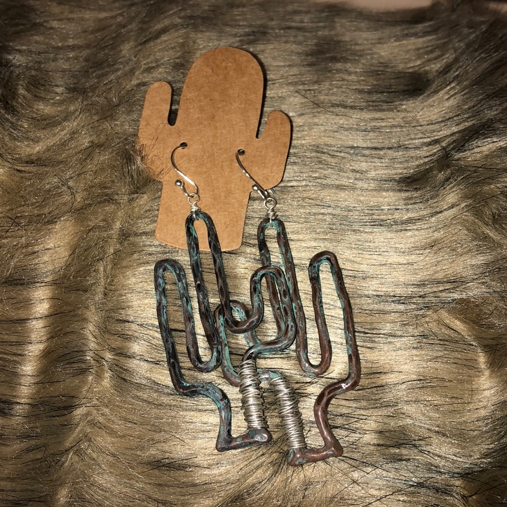 Metal cactus earrings homemade